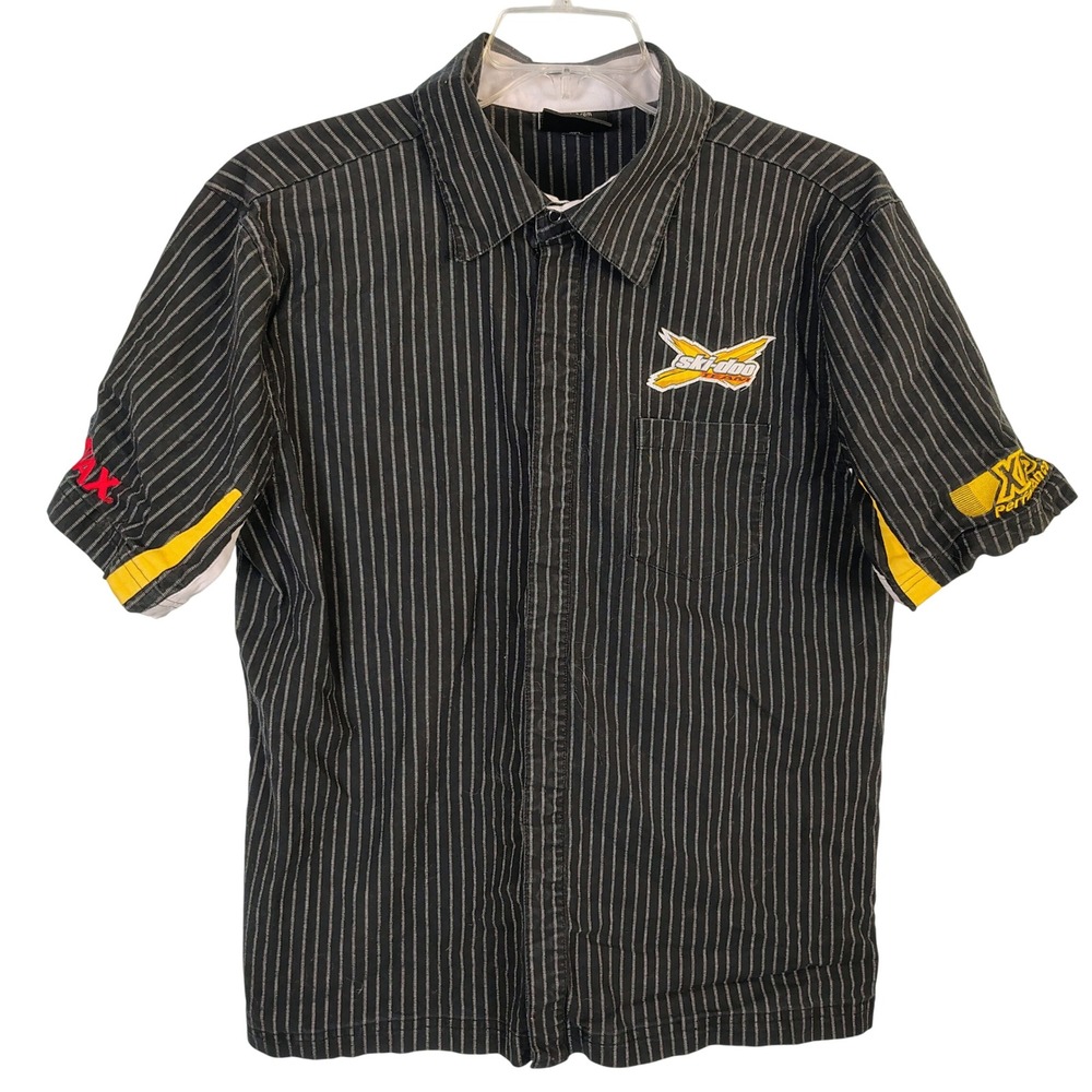 Ski-Doo Team BRP Racing Pit Shirt Mens Black Pinstripe Rotax XPS  Large ocean‎